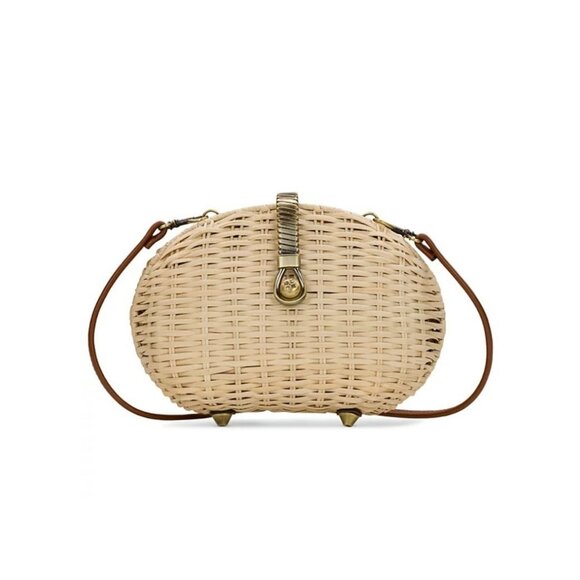 PATRICIA NASH Nissaki rattan mini crossbody bag + Dust bag NATURAL - Picture 1 of 11